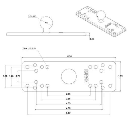 UNPKD RAM MARINE ELETRONICS BASE 6