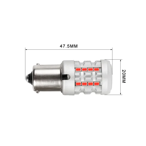 2 PAK Canbus LEDpærer Ba15s Rødt lys 1614 Lumen