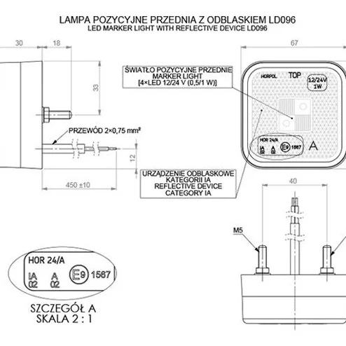 LED Markeringslys Firkantet Hvitt lys