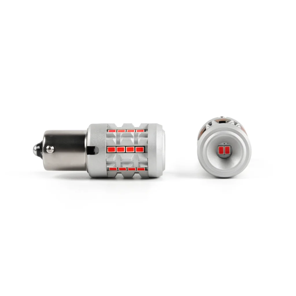 2 PAK Canbus LEDpærer Ba15s Rødt lys 1614 Lumen