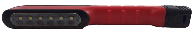 Rød Mini lommelykt m 6 + 1 LED 50 Lumen