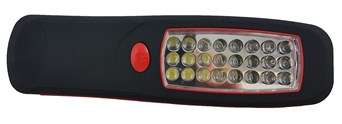 Rød Mini lommelykt m 24 LED m opphengskrok og magnet